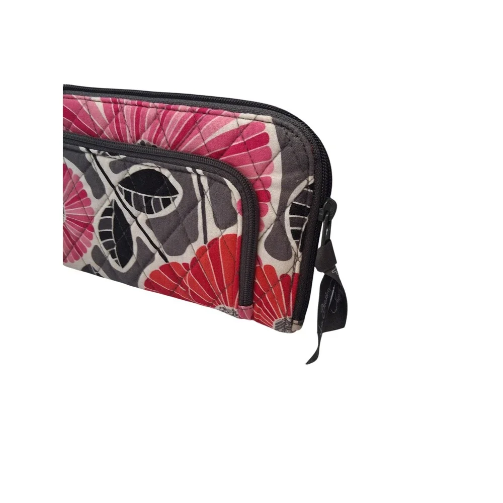 Vera Bradley Zip Zip Wristlet Cheery Blossoms Floral Quilted Pink Grey 13098-170